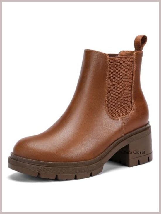 Shoes - Womens Wide Width Slip On Chelsea Ankle Boots Faux Leather Block Heel
